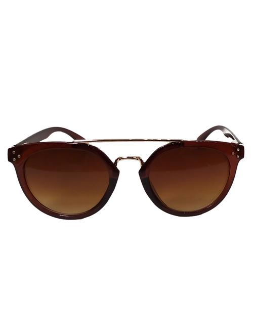 hrinkar men women boys & girls round &  sunglasses golden frame, brown lens (medium) - 18239046 - Very Small Image - 1