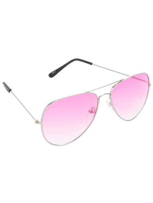 hrinkar men women boys & girls aviator &  sunglasses silver frame, pink lens (medium) - 18239162 - Very Small Image - 1