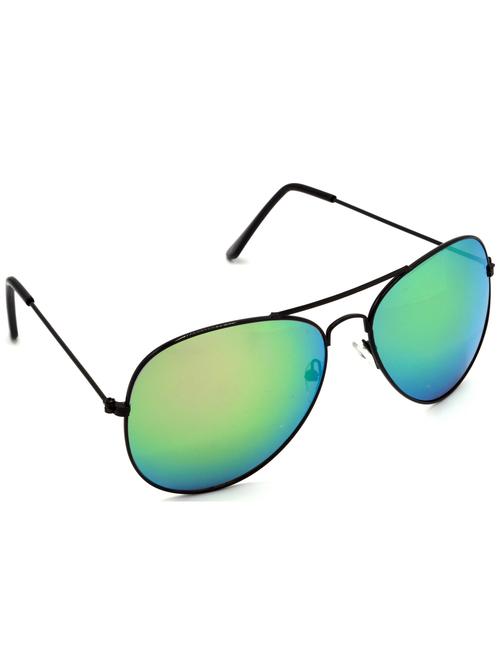 hrinkar men women boys & girls aviator &  sunglasses black frame, green lens (medium) - 18239215 - Very Small Image - 1