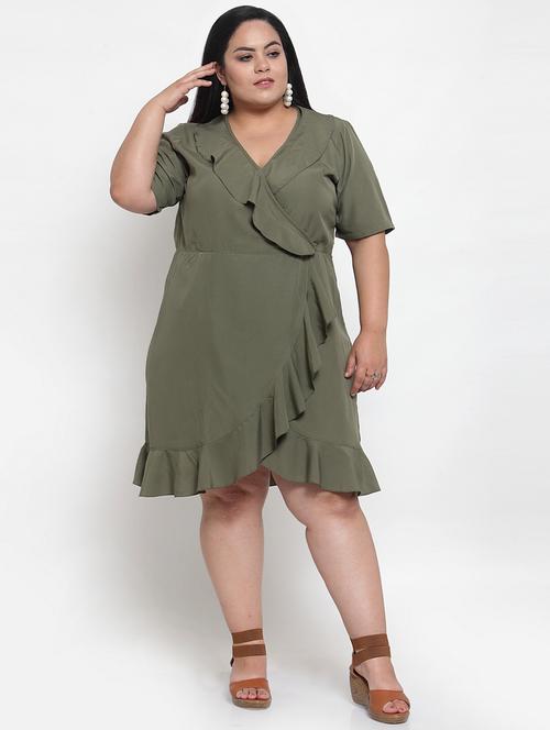 women's ruffle solid dress - 18239659 - Very Small Image - 1