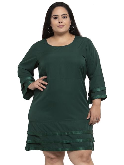 round neck solid a-line dress - 18239667 - Very Small Image - 1