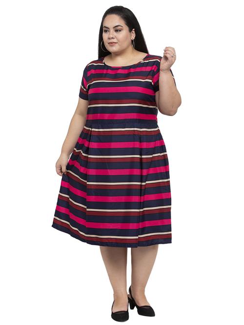 women's fit & flare striped dress - 18239710 - Very Small Image - 1