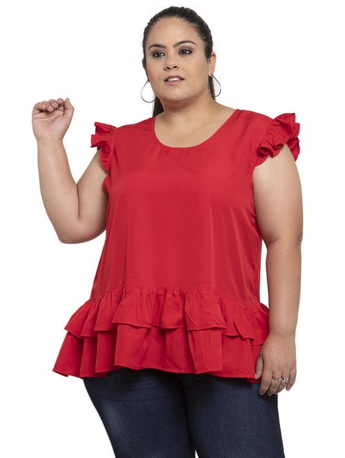 women's tiered round neck top - 18239792 - Very Small Image - 1