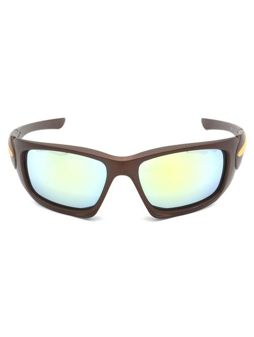 hrinkar men women boys & girls sports &  sunglasses brown frame, silver lens (medium) - 18242406 - Very Small Image - 1
