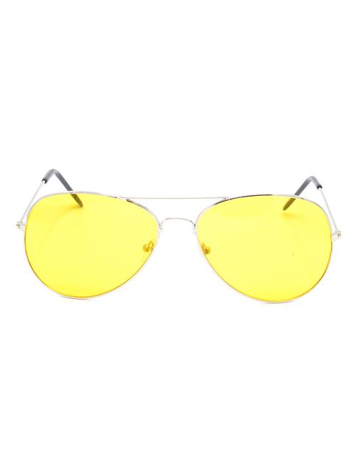 hrinkar men women boys & girls aviator &  sunglasses silver frame, yellow lens (medium) - 18242464 - Very Small Image - 1