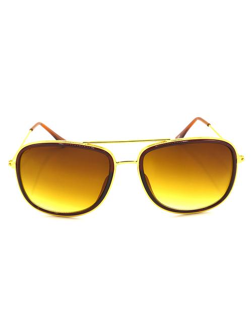hrinkar men women boys & girls rectangular &  sunglasses golden frame, brown lens (medium) - 18242480 - Very Small Image - 1