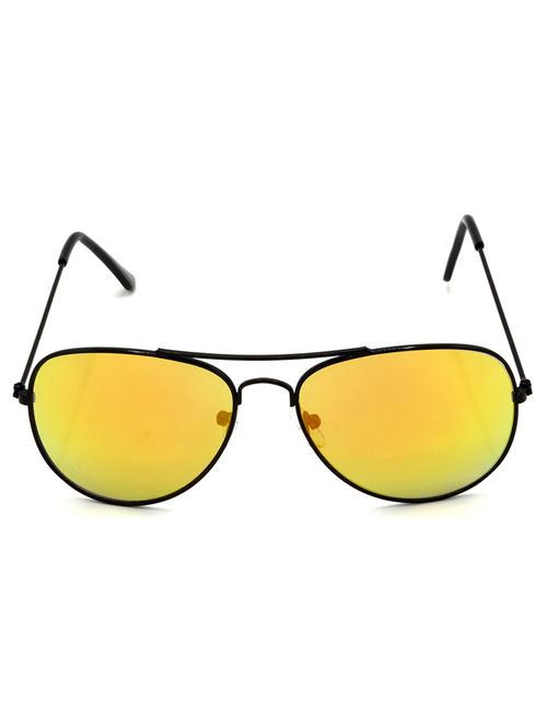 hrinkar men women boys & girls aviator &  sunglasses black frame, golden lens (medium) - 18242526 - Very Small Image - 1