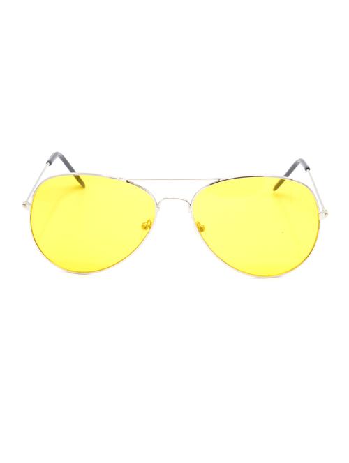 hrinkar men women boys & girls aviator &  sunglasses silver frame, yellow lens (medium) - 18243353 - Very Small Image - 1