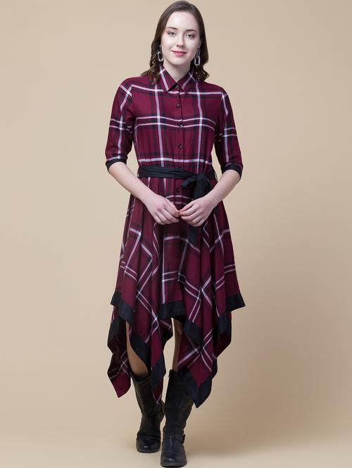 tie front asymmetric hem shirt dress - 18244173 - Very Small Image - 1