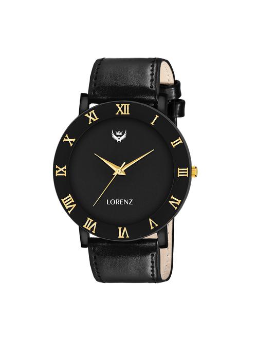 lorenz leather strap & black roman dial analogue watch for men | mk-3087k - 18244462 - Very Small Image - 1