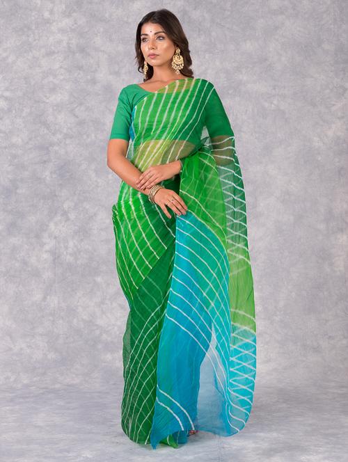 multi colored organza bordered saree with blouse - 18244521 - Very Small Image - 1