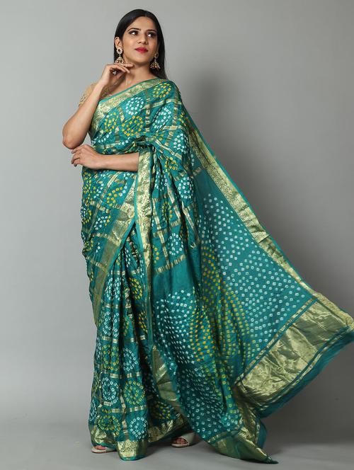 green silk bordered saree with blouse - 18244533 - Very Small Image - 1