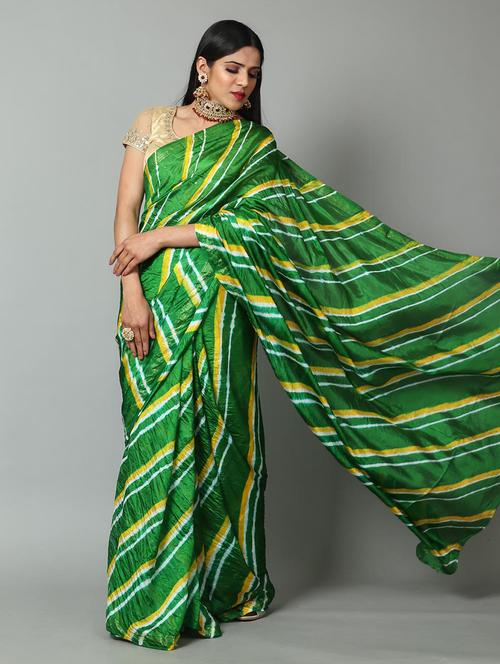 leheriya printed saree  with blouse - 18244540 - Very Small Image - 1