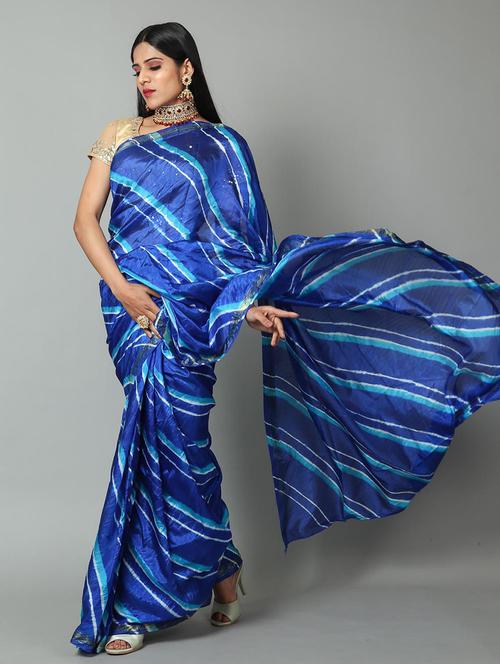 leheriya printed saree  with blouse - 18244545 - Very Small Image - 1