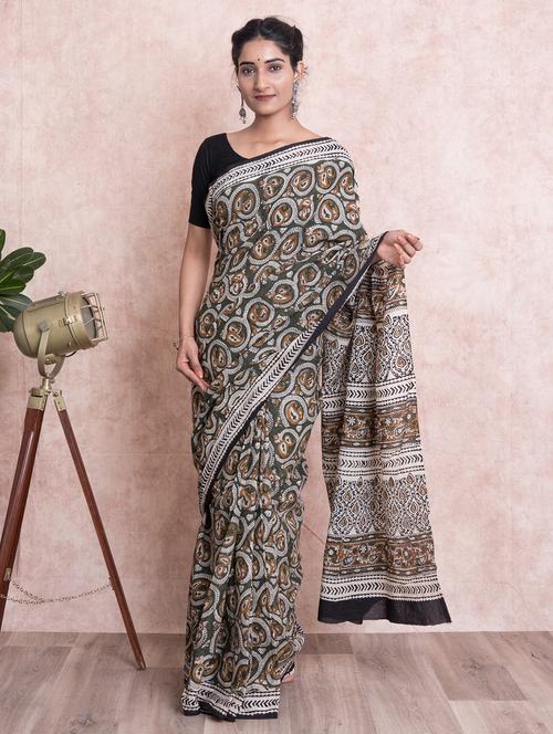bagru printed saree  with blouse - 18244564 - Very Small Image - 1