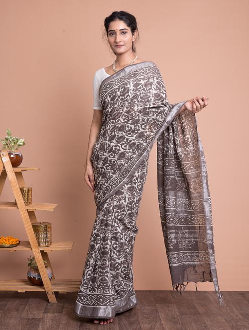 dabu printed saree  with blouse - 18244570 - Very Small Image - 1