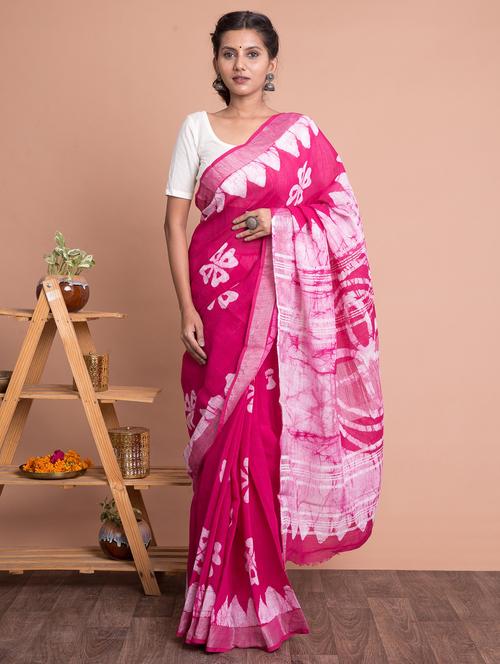 batik printed saree  with blouse - 18244572 - Very Small Image - 1
