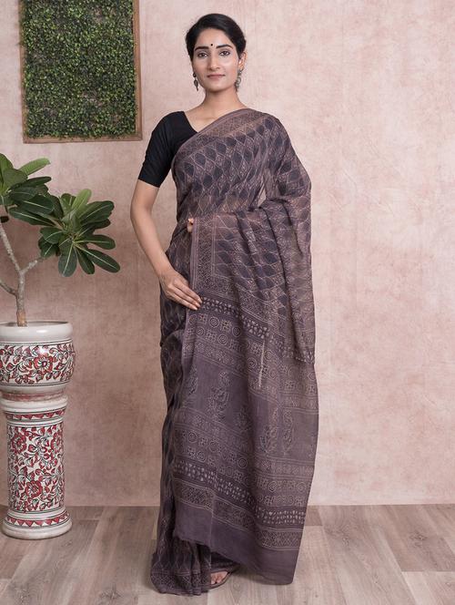 ajrakh printed saree  with blouse - 18244589 - Very Small Image - 1