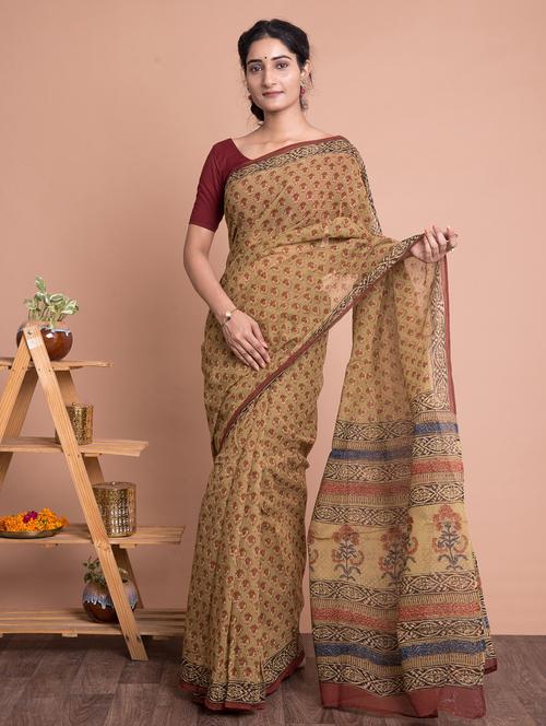 bagru printed saree  with blouse - 18244595 - Very Small Image - 1