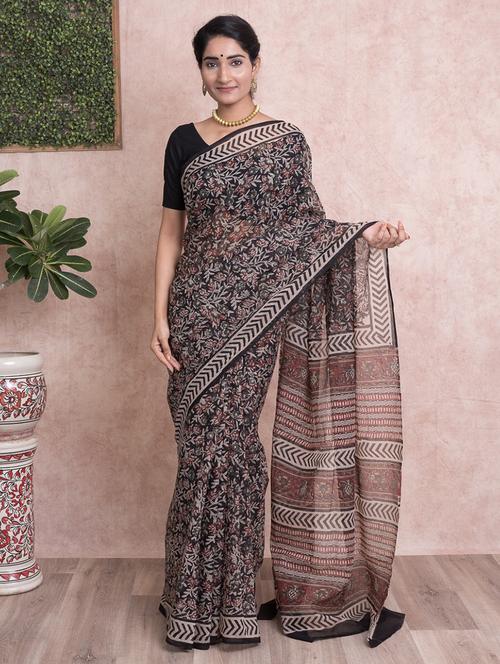 bagru printed saree  with blouse - 18244602 - Very Small Image - 1