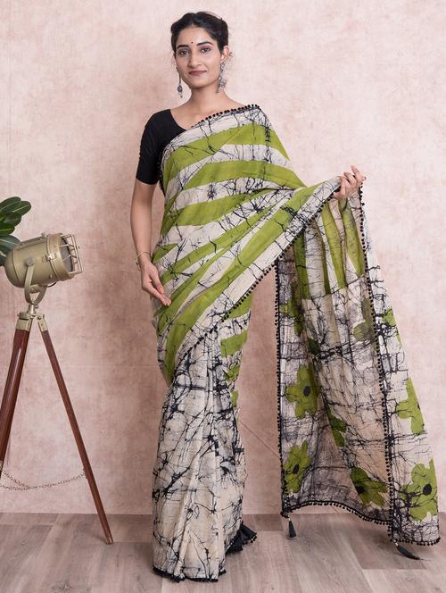 batik printed saree  with blouse - 18244613 - Very Small Image - 1