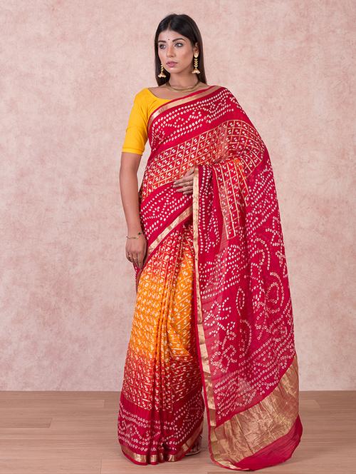 bandhani printed saree  with blouse - 18244616 - Very Small Image - 1