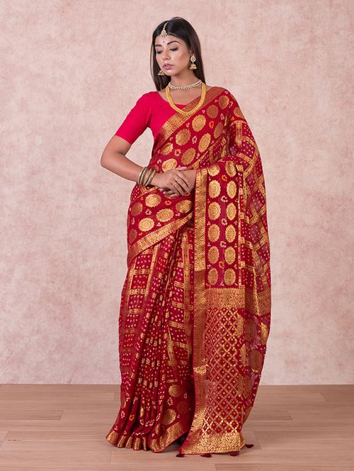 bandhani printed saree  with blouse - 18244628 - Very Small Image - 1
