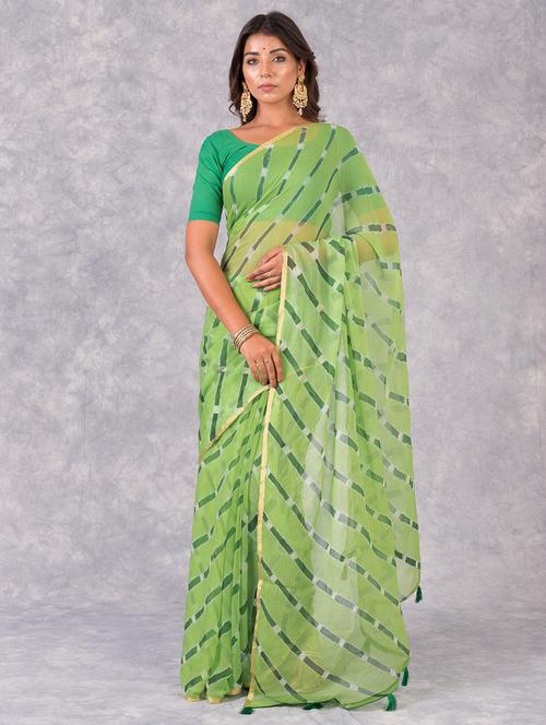 leheriya printed saree  with blouse - 18244637 - Very Small Image - 1