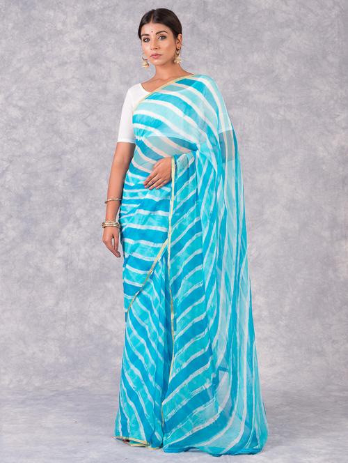 leheriya printed saree  with blouse - 18244642 - Very Small Image - 1