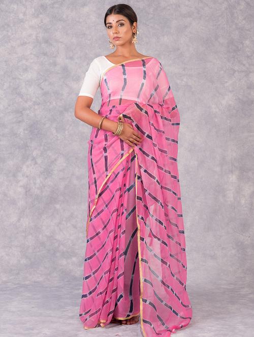 leheriya printed saree  with blouse - 18244643 - Very Small Image - 1