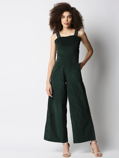 square neck solid full leg jumpsuit - 18244652 - Very Small Image - 1