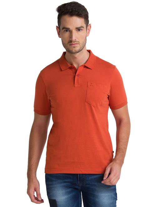 orange solid polo t-shirt - 18244798 - Very Small Image - 1