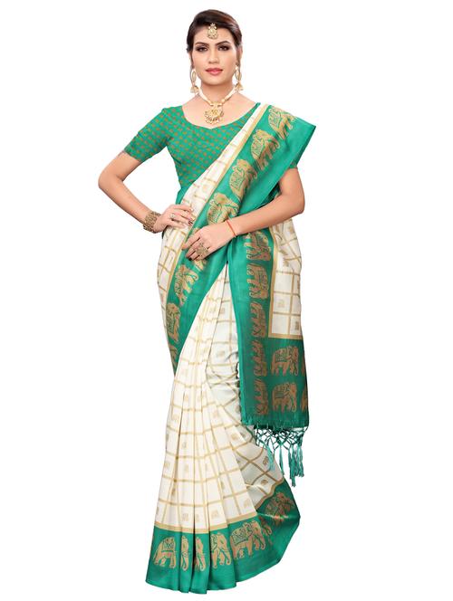 turquoise art silk mysore saree with blouse - 18245062 - Very Small Image - 1