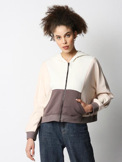hooded neck color block jacket - 18245376 - Very Small Image - 1