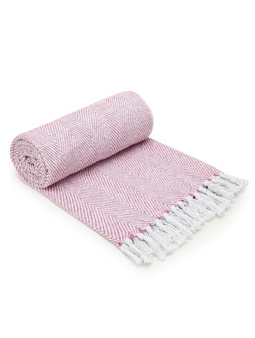 mezposh acoustic pastel pink & white chevron pattern polycotton sofa throw (160 x 130 cm) - 18246232 - Very Small Image - 1