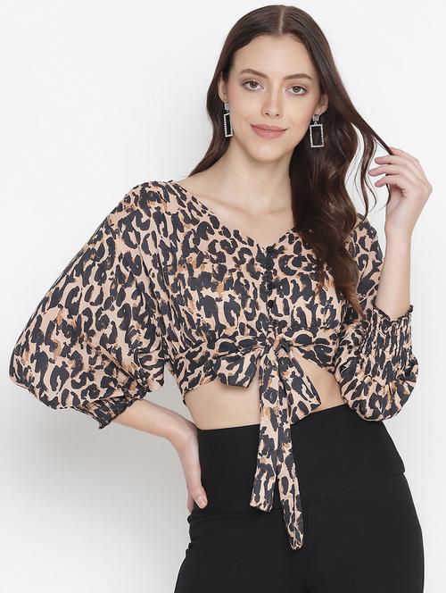 beige animal print regular top - 18246588 - Very Small Image - 1