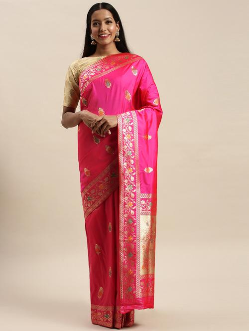 women's banarasi saree with blouse - 18246689 - Very Small Image - 1