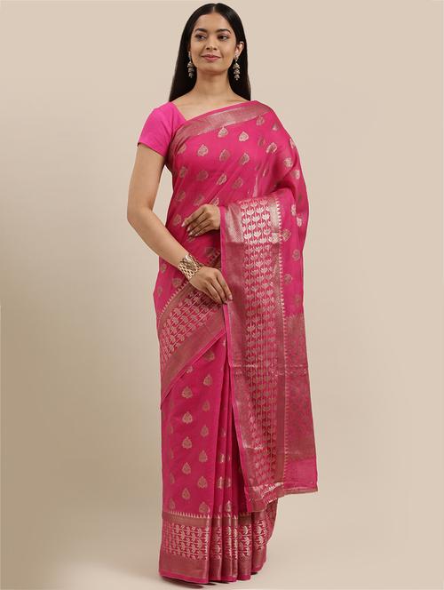 women's banarasi saree with blouse - 18246869 - Very Small Image - 1