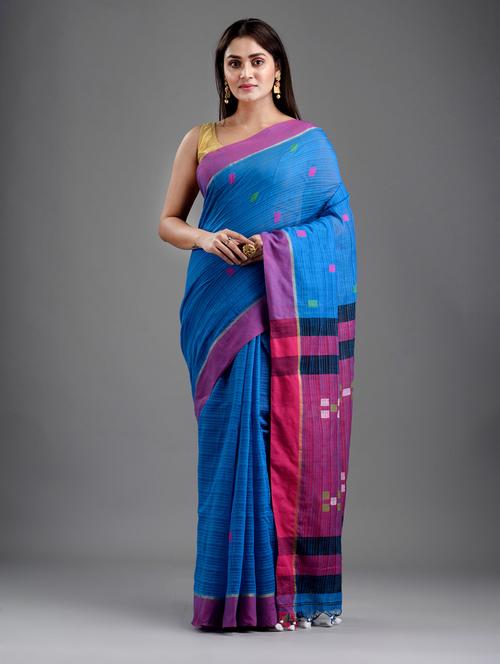 self design handloom saree with blouse - 18248048 - Very Small Image - 1