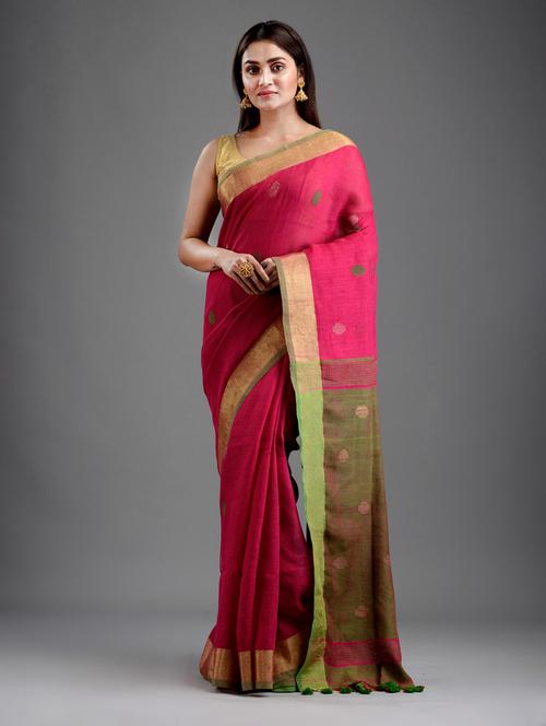 women's self design pink colored saree with blouse - 18248124 - Very Small Image - 1