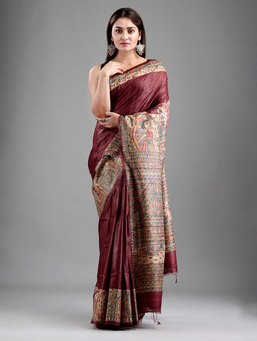 women's self design brown colored saree - 18248138 - Very Small Image - 1