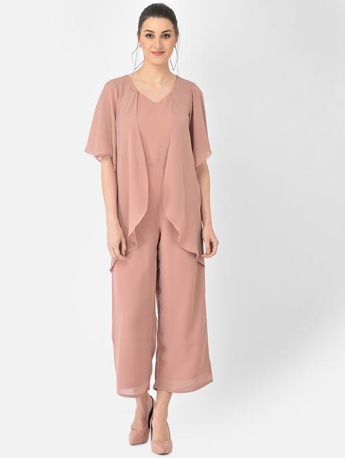 bell sleeved solid full leg jumpsuit - 18248243 - Very Small Image - 1