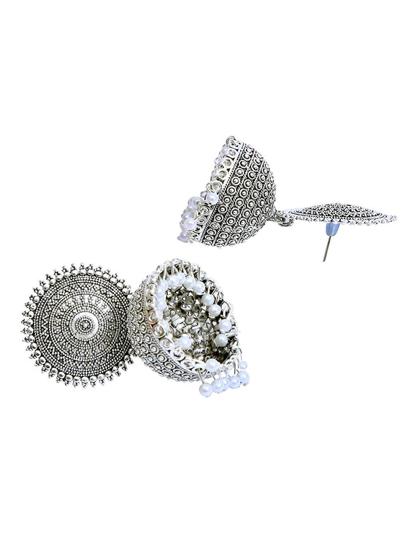 silver plated jhumka earring - 18248710 - Zoom Image - 3
