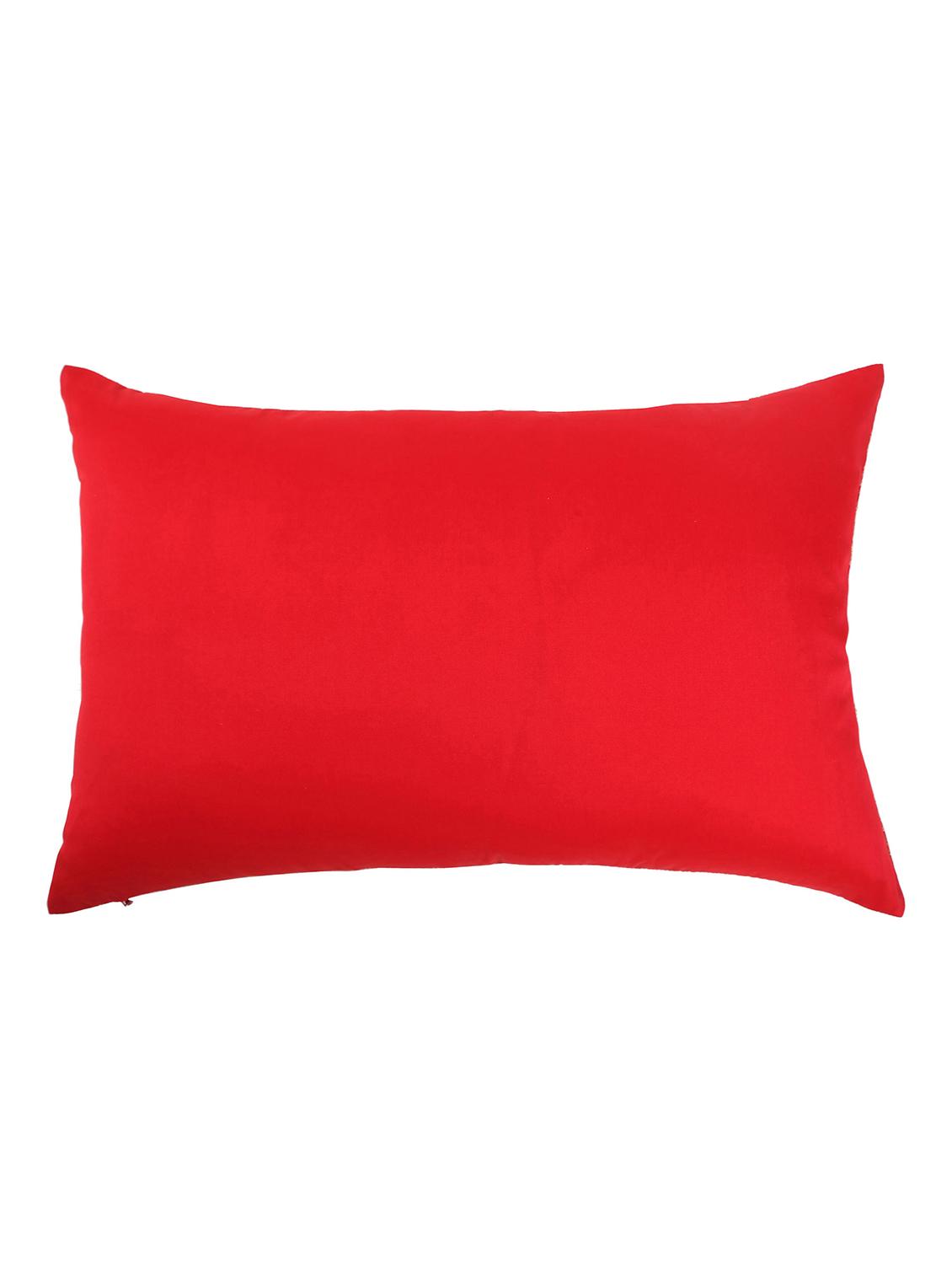 set of 2 red foliage brocade cushion cover with pleats - 18249095 - Standard Image - 8