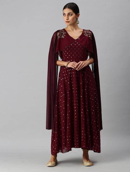 Purple Chiffon Aline Kurta - 18249162 - Very Small Image - 1