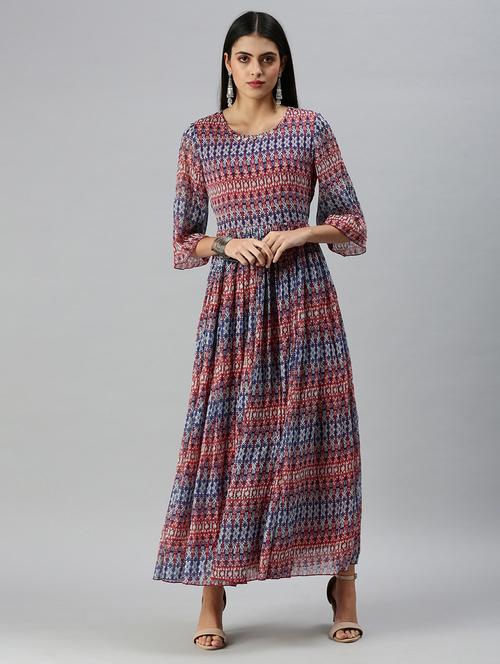 multi colored chiffon anarkali kurta - 18249228 - Very Small Image - 1
