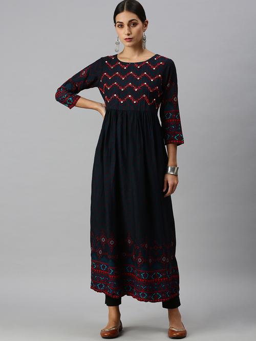 women's flared kurta - 18249267 - Very Small Image - 1