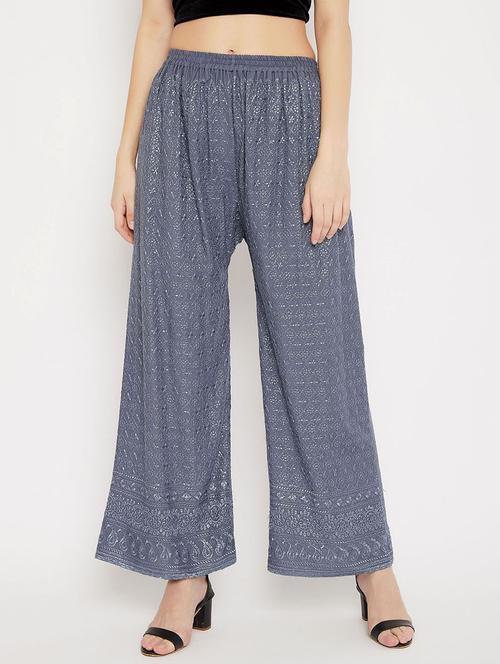 grey embroidered palazzo - 18249337 - Very Small Image - 1