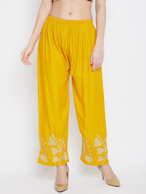 yellow rayon palazzos - 18249362 - Very Small Image - 1