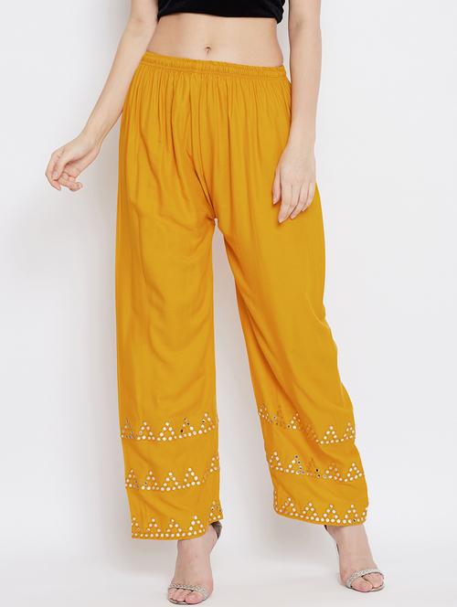 yellow rayon palazzos - 18249370 - Very Small Image - 1